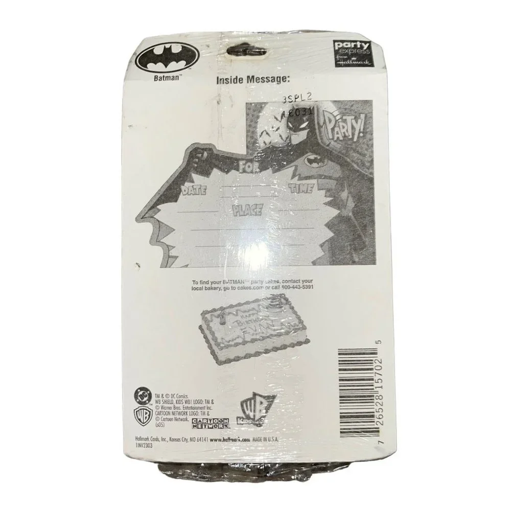 NIP Hallmark Batman Birthday Party Invitations Party Express 8 Count DC Comics